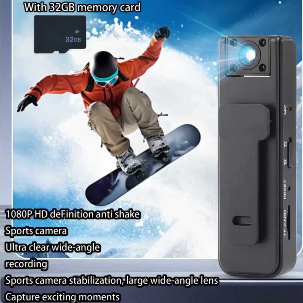 NEW  1pc 1080P Mini Body Camera with 180° Rotatable Lens, USB Rechargeable, - Picture 7 of 12